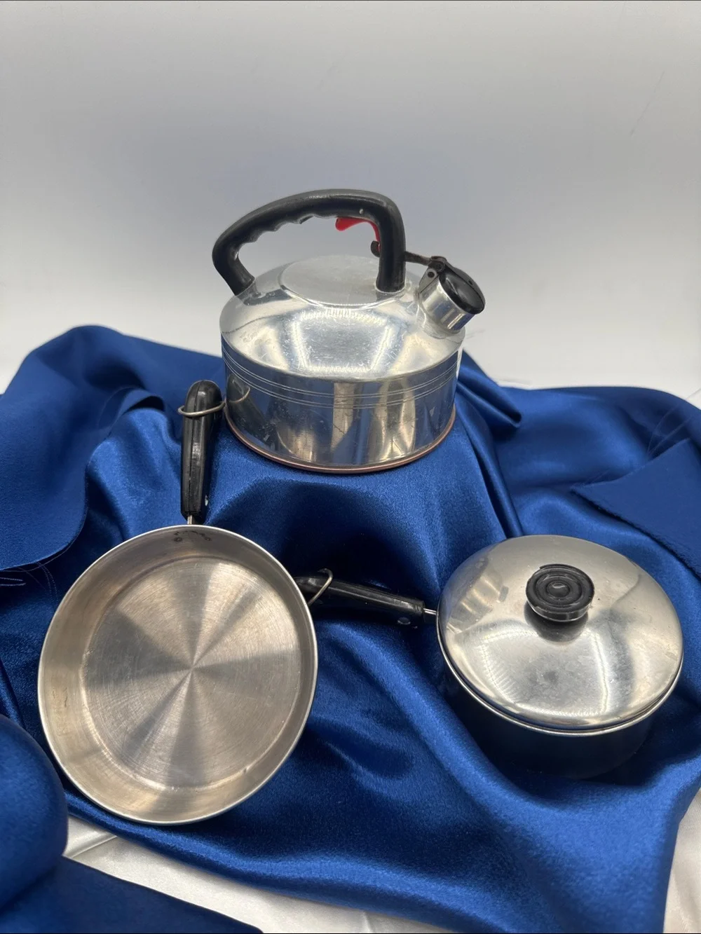 Copper bottom children’s stainless Steel Saucepan Set with Black Handles
